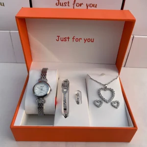 Classic Silver Elegance Gift Set – Timeless Watch & Jewelry Combo