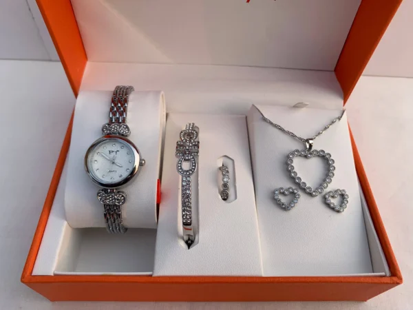 Classic Silver Elegance Gift Set – Timeless Watch & Jewelry Combo