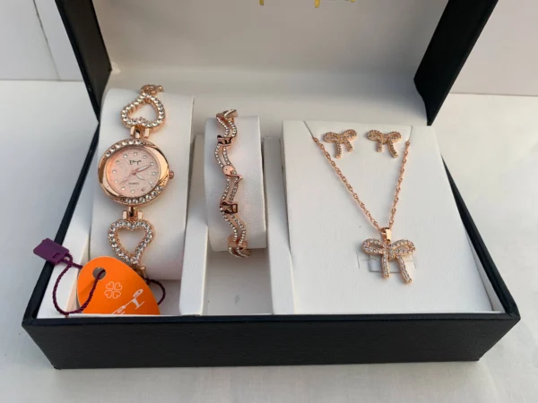 Elegant Rose Gold Gift Set – Watch, Bracelet & Jewelry Combo