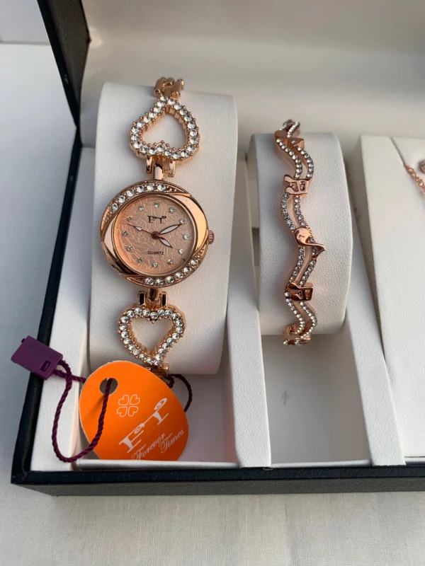 Elegant Rose Gold Gift Set – Watch, Bracelet & Jewelry Combo