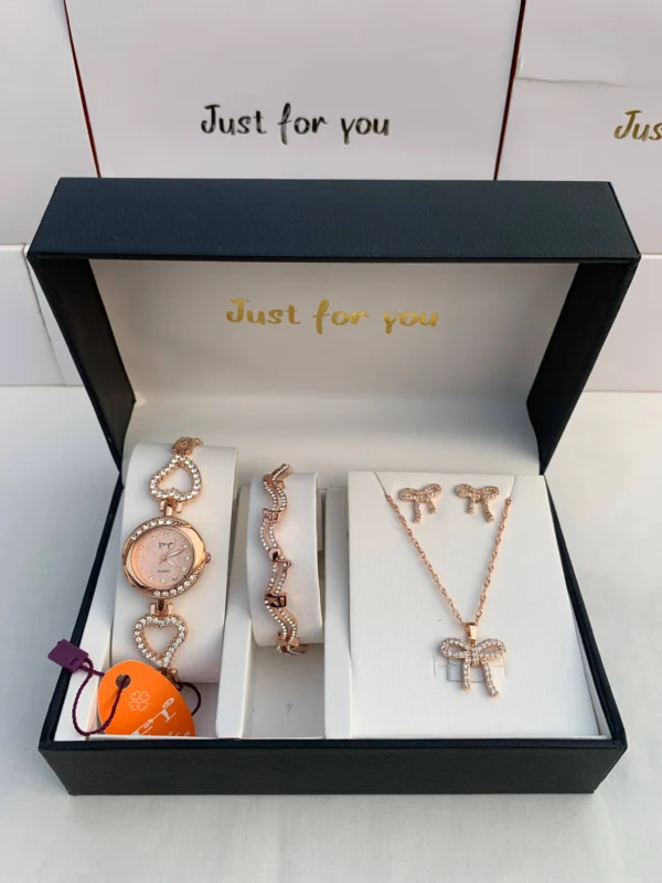 Elegant Rose Gold Gift Set – Watch, Bracelet & Jewelry Combo