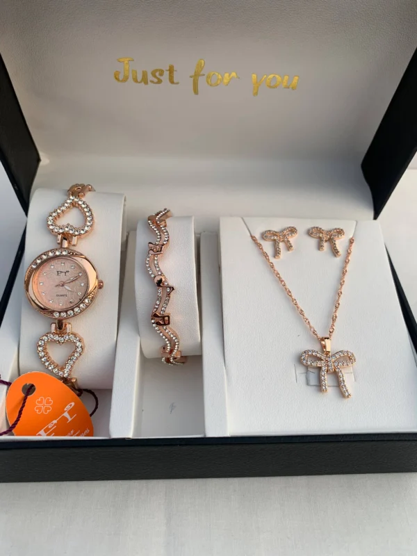 Elegant Rose Gold Gift Set – Watch, Bracelet & Jewelry Combo