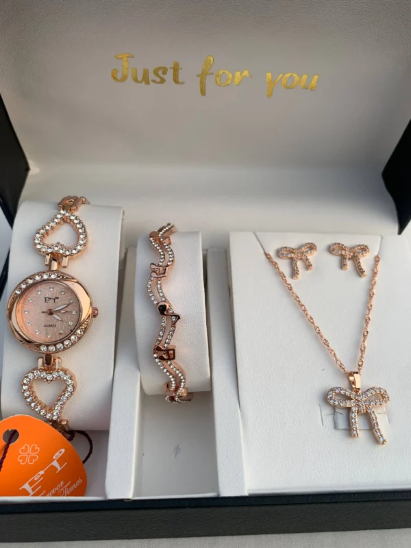 Elegant Rose Gold Gift Set – Watch, Bracelet & Jewelry Combo