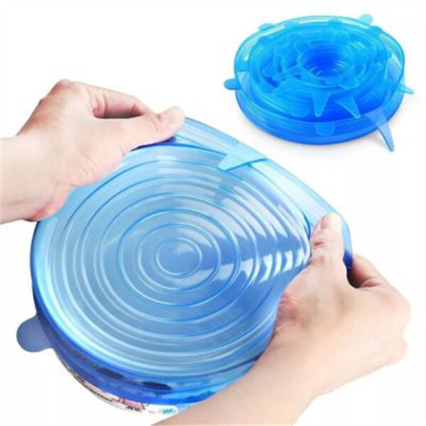 Factory direct silicone fresh-keeping cover Refrigerator sealed silicone fresh-keeping cover 6 sets Transparent round fresh-keeping cover