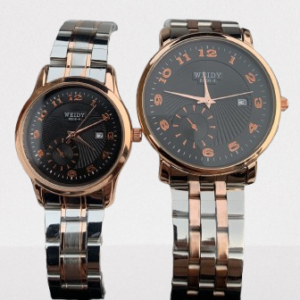 WEIDY Elegant Couple Watch Set – Rose Gold & Silver Edition