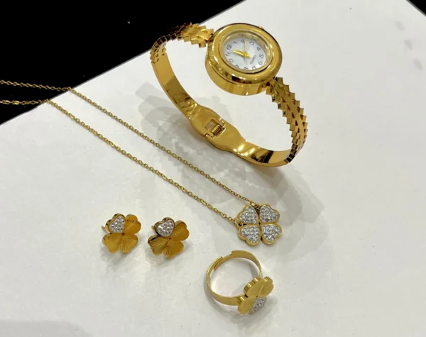 Clover Jewelry & Watch Combo