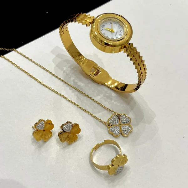 Clover Jewelry & Watch Combo
