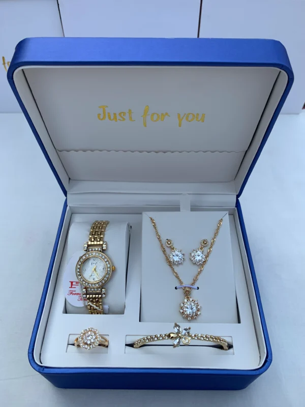 Elegant Gold Crystal Jewelry Gift Set (5-in-1)