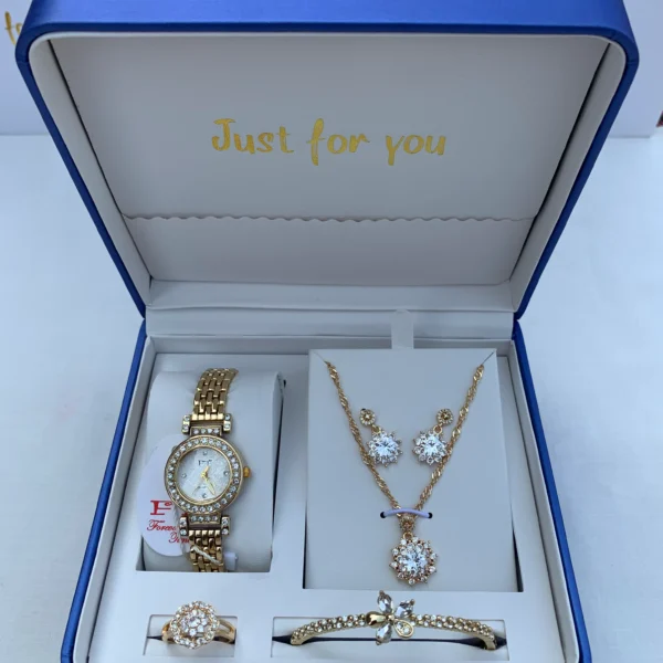 Elegant Gold Crystal Jewelry Gift Set (5-in-1)