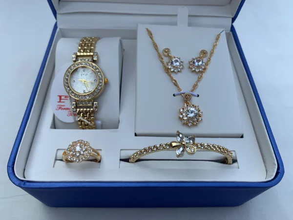 Elegant Gold Crystal Jewelry Gift Set (5-in-1)