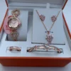 Rose Gold Heart Charm Jewelry Gift Set