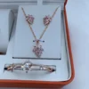 Rose Gold Heart Charm Jewelry Gift Set