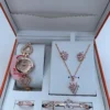 Rose Gold Heart Charm Jewelry Gift Set